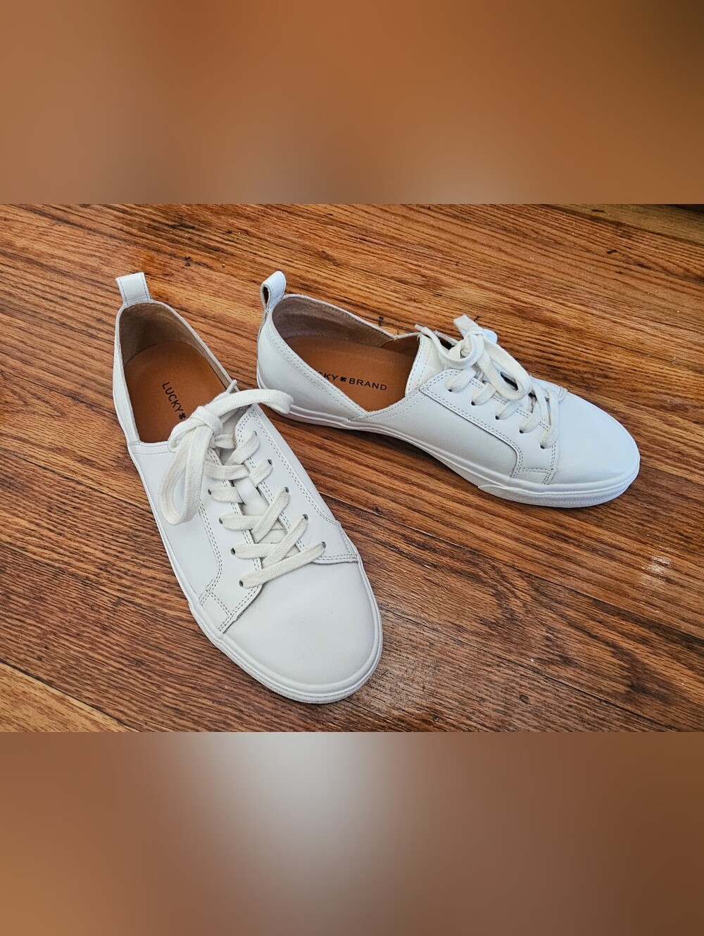 Lucky Brand White Low-Top Lace-Up Sneakers - Picture 2 of 8